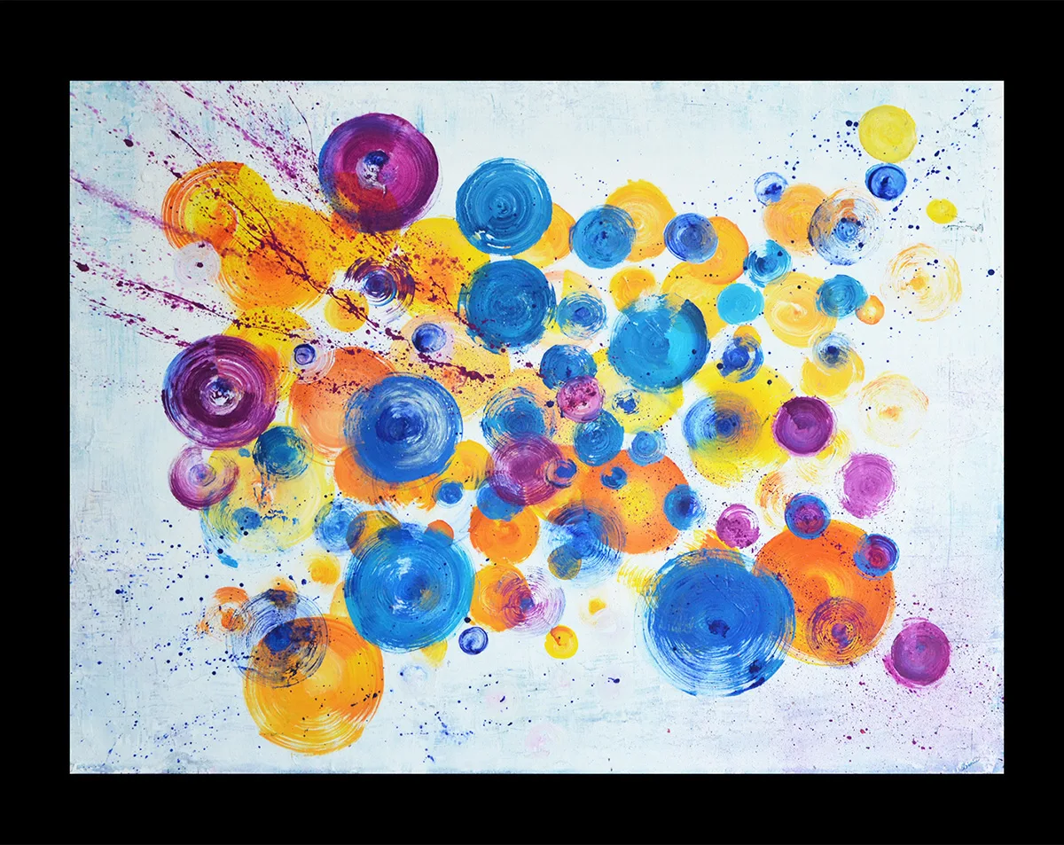 abstract painting abstract art colored modern painting circles bubbles large painting benie benedicte beguin 