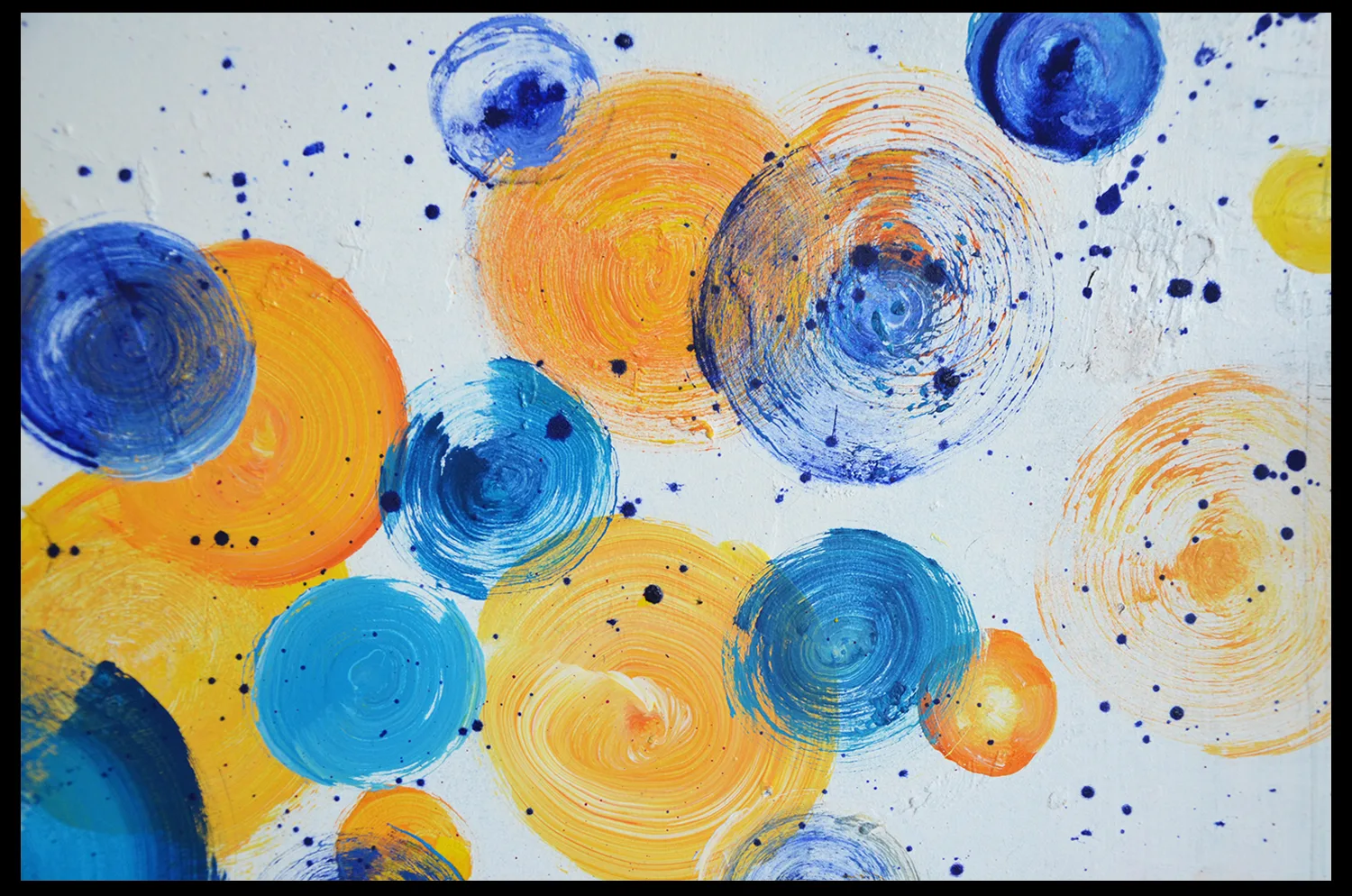 details of Benie's abstract painting Bubbles Explosion coloured painting with rounds