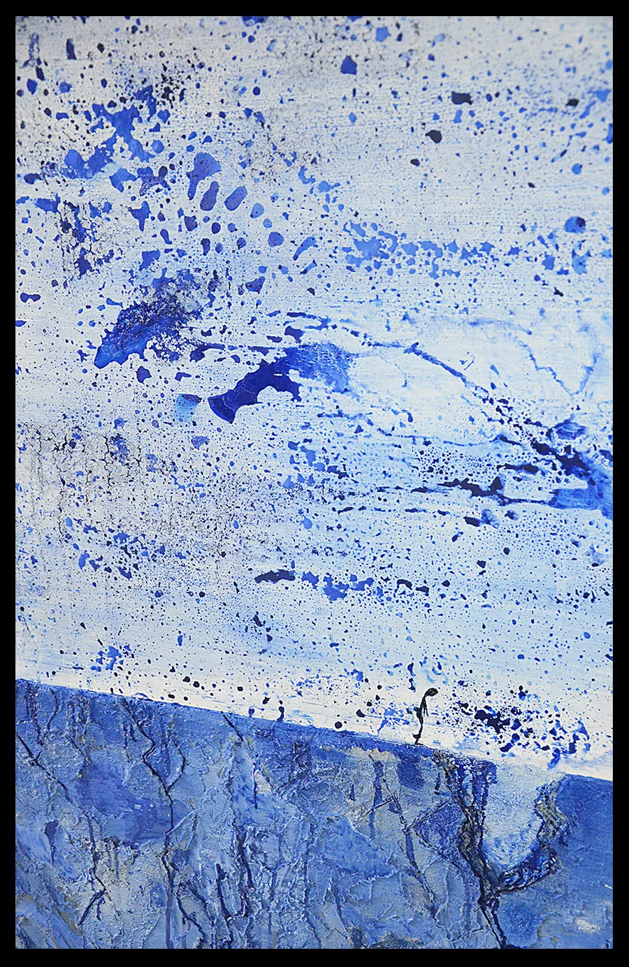 Details of Benie's abstract painting Find a solution blue painting